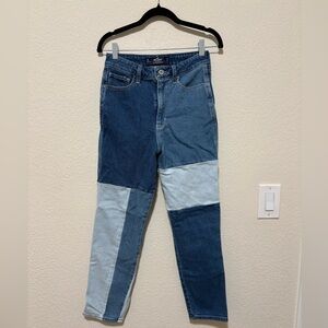 Hollister Ultra High Rise Mom Jeans Patchwork Denim Size 3R